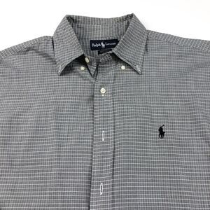 Polo Ralph Lauren 16 34/35 Yarmouth Button Front LS Casual Shirt Black White